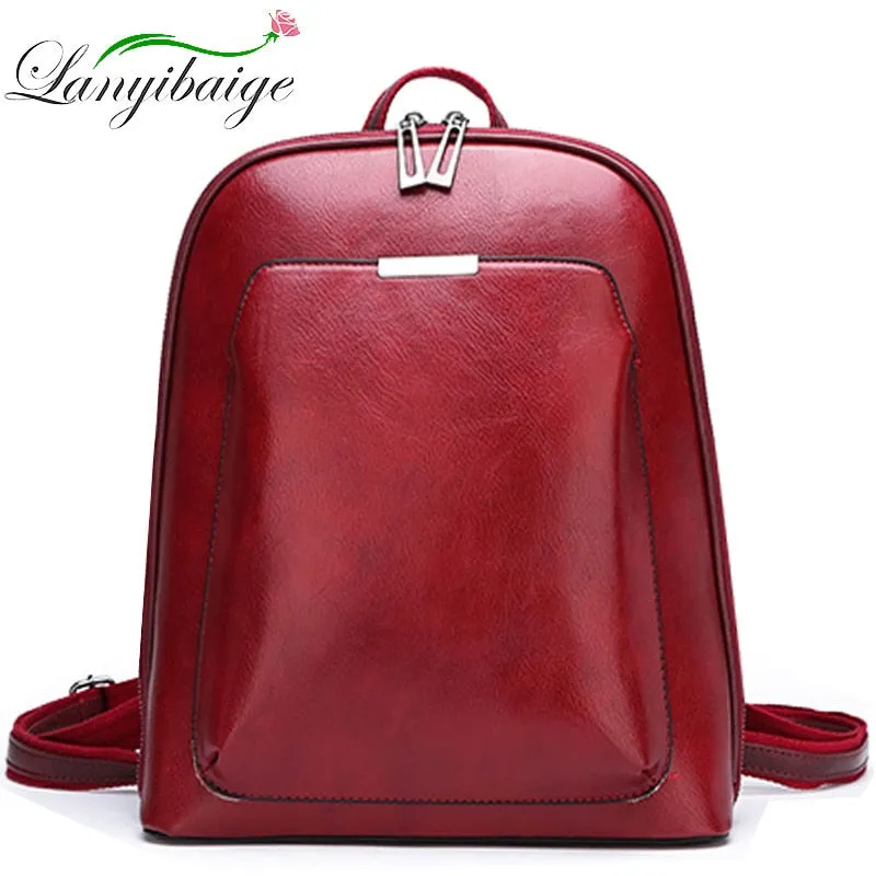 2019 Women Leather Backpacks For Girls Sac a Dos School Backpack Female Travel Shoulder Bagpack Ladies Casual Daypacks Mochilas