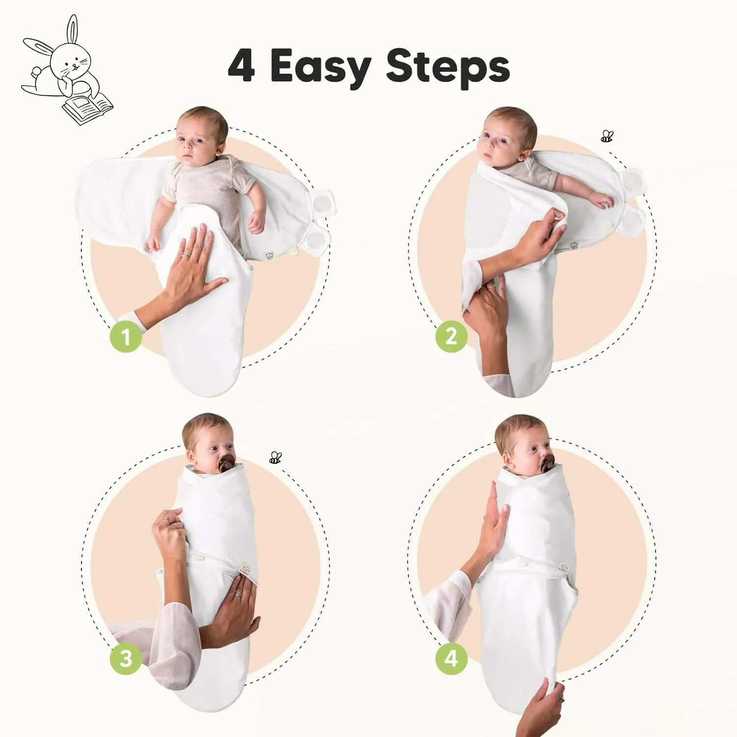 3-Pack Organic Baby Swaddle Sleep Sacks, 3-6 Months