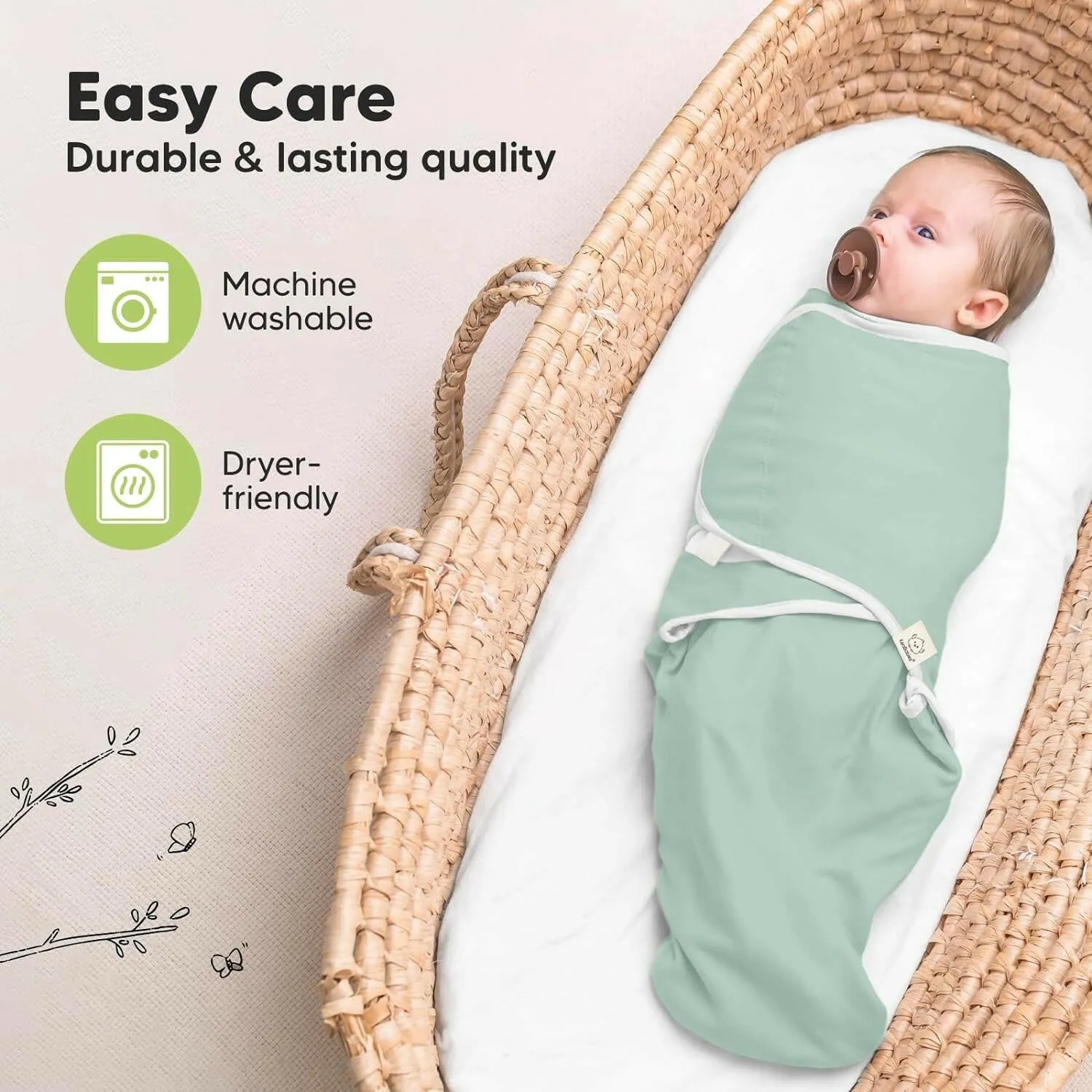 3-Pack Organic Baby Swaddle Sleep Sacks, 3-6 Months