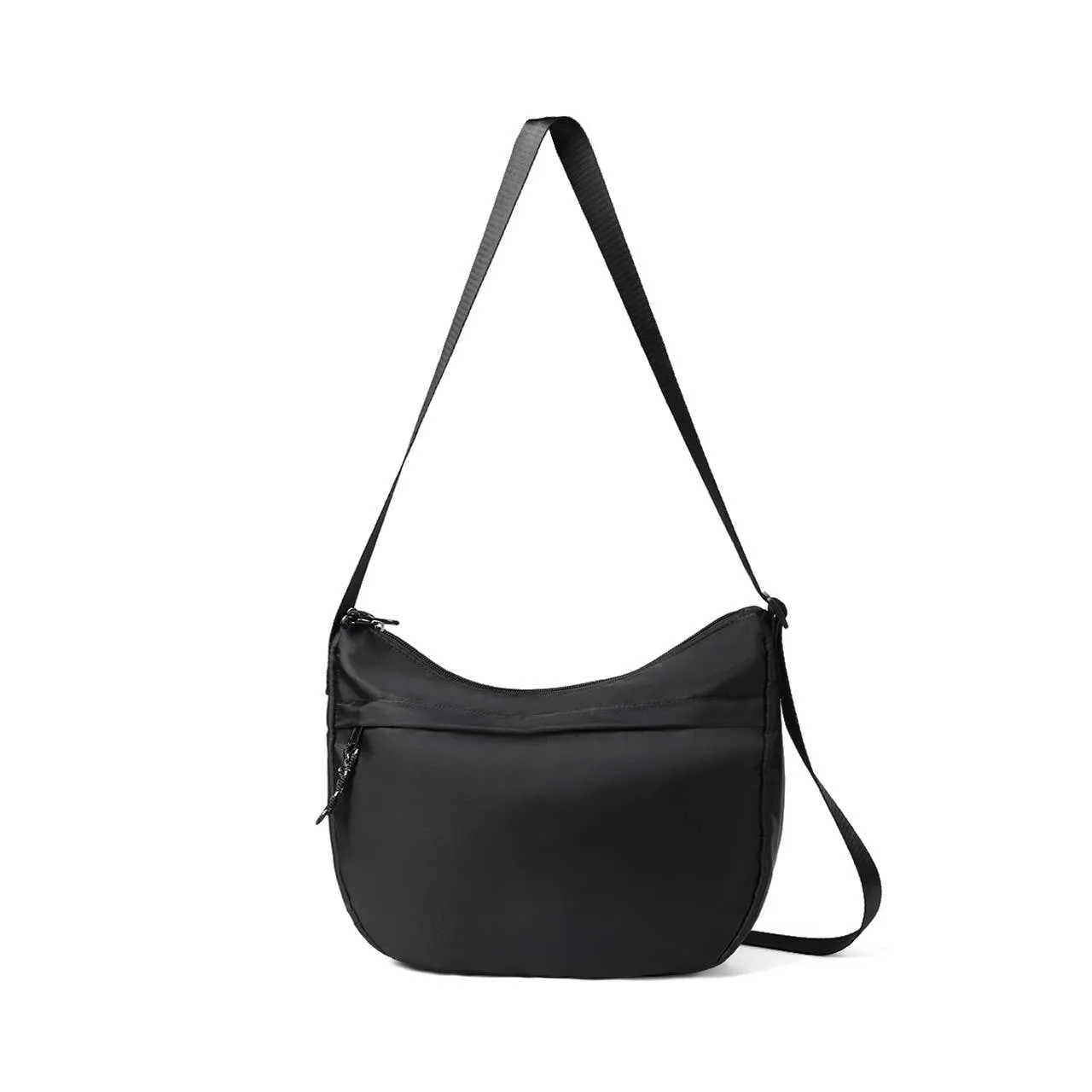 Adjustable Strap Nylon Crescent Bag Black