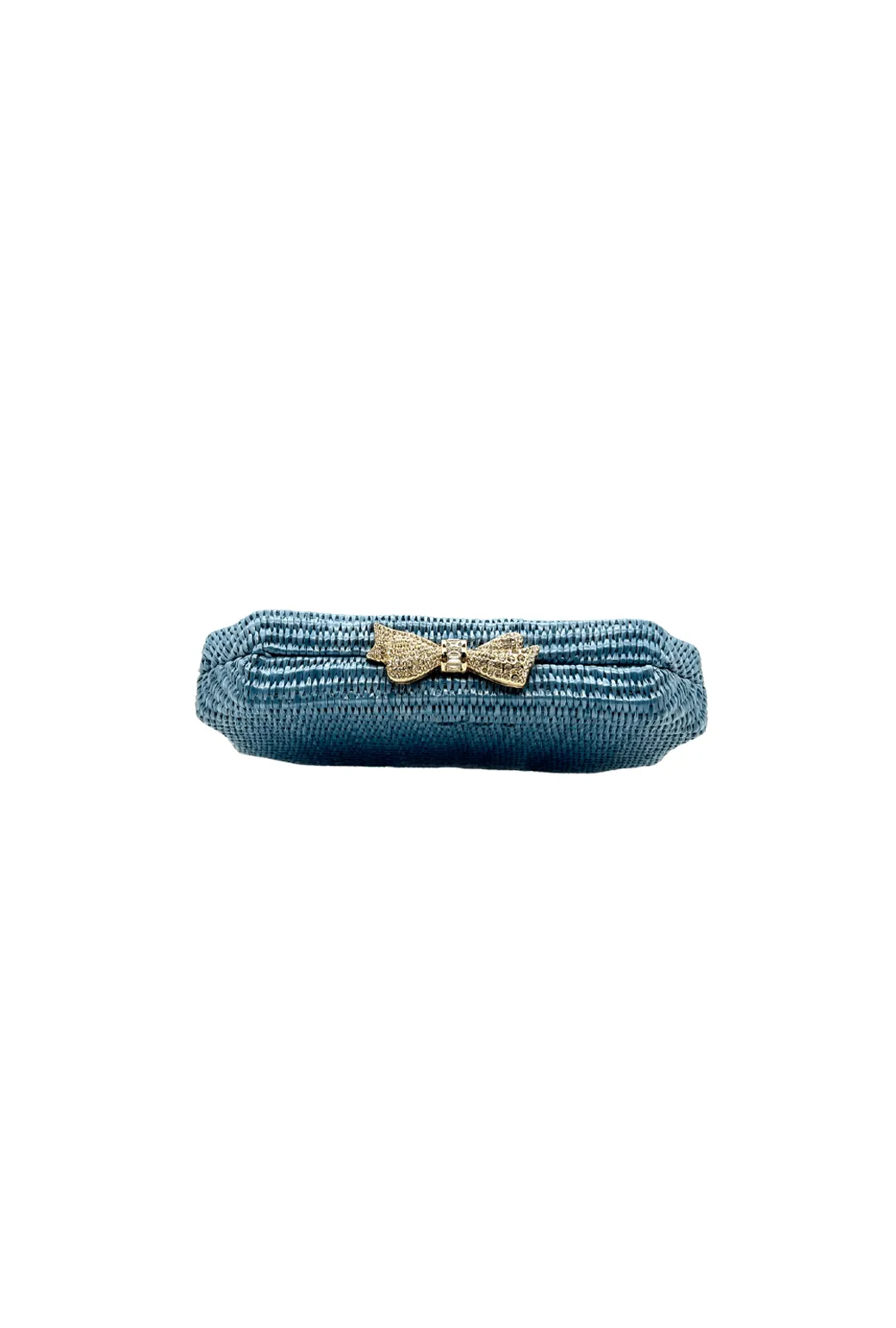 Bedazzled Raffia Clutch - Cornflower Blue