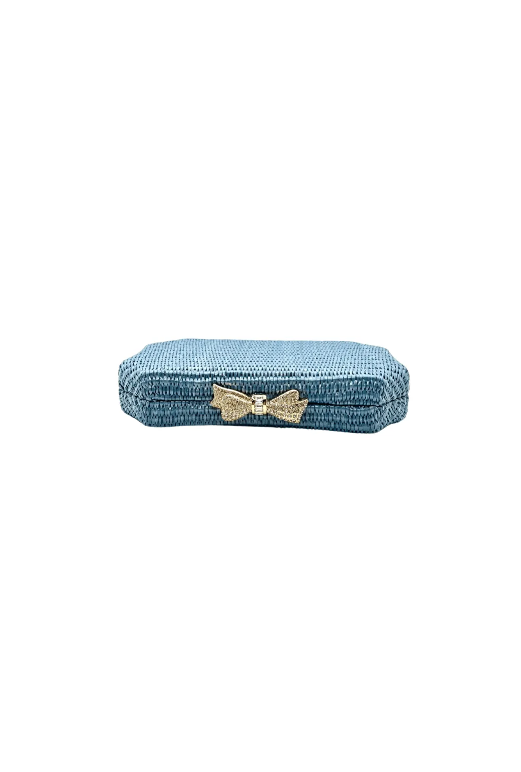 Bedazzled Raffia Clutch - Cornflower Blue