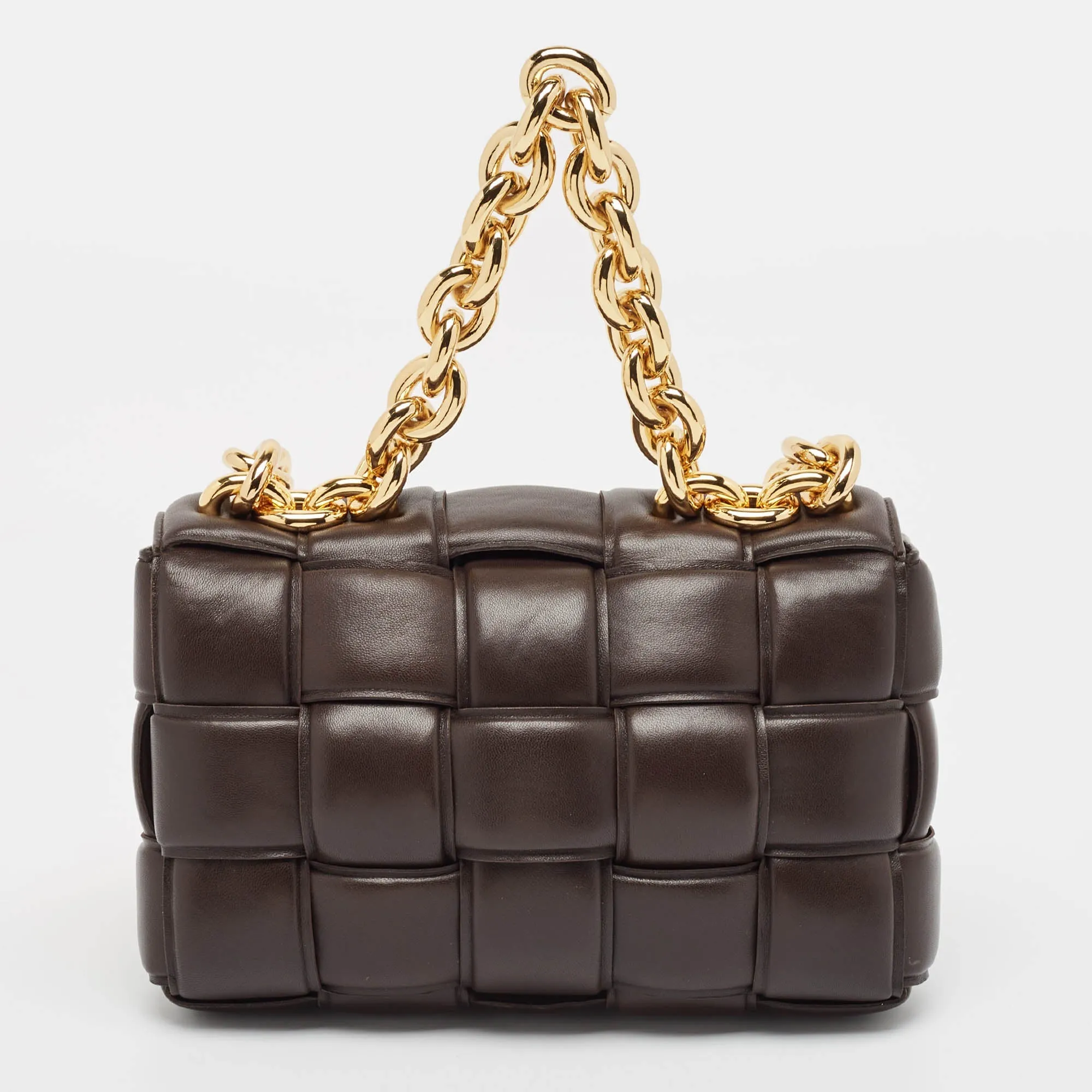 Bottega Veneta Choco Brown Padded Leather Chain Cassette Shoulder Bag