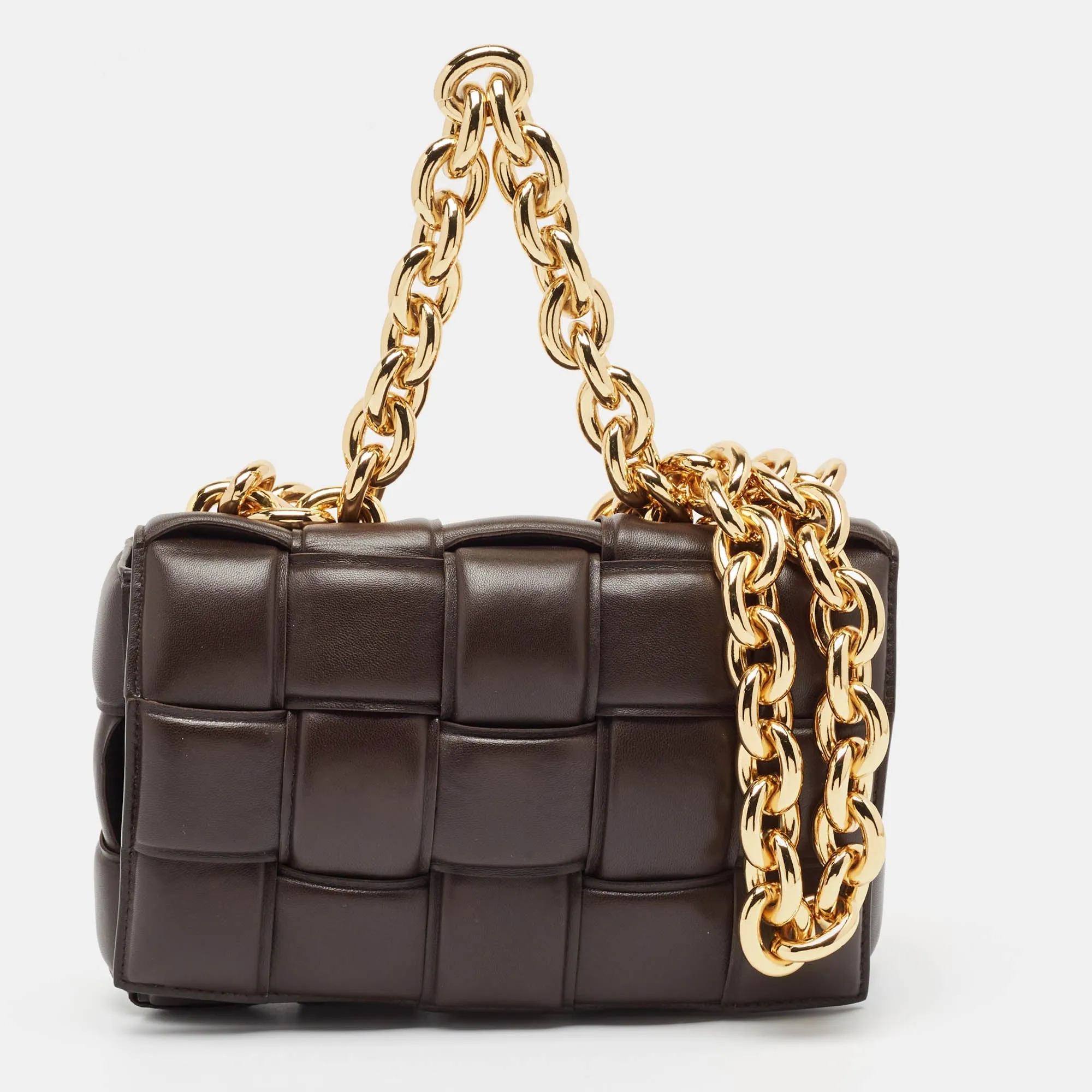 Bottega Veneta Choco Brown Padded Leather Chain Cassette Shoulder Bag