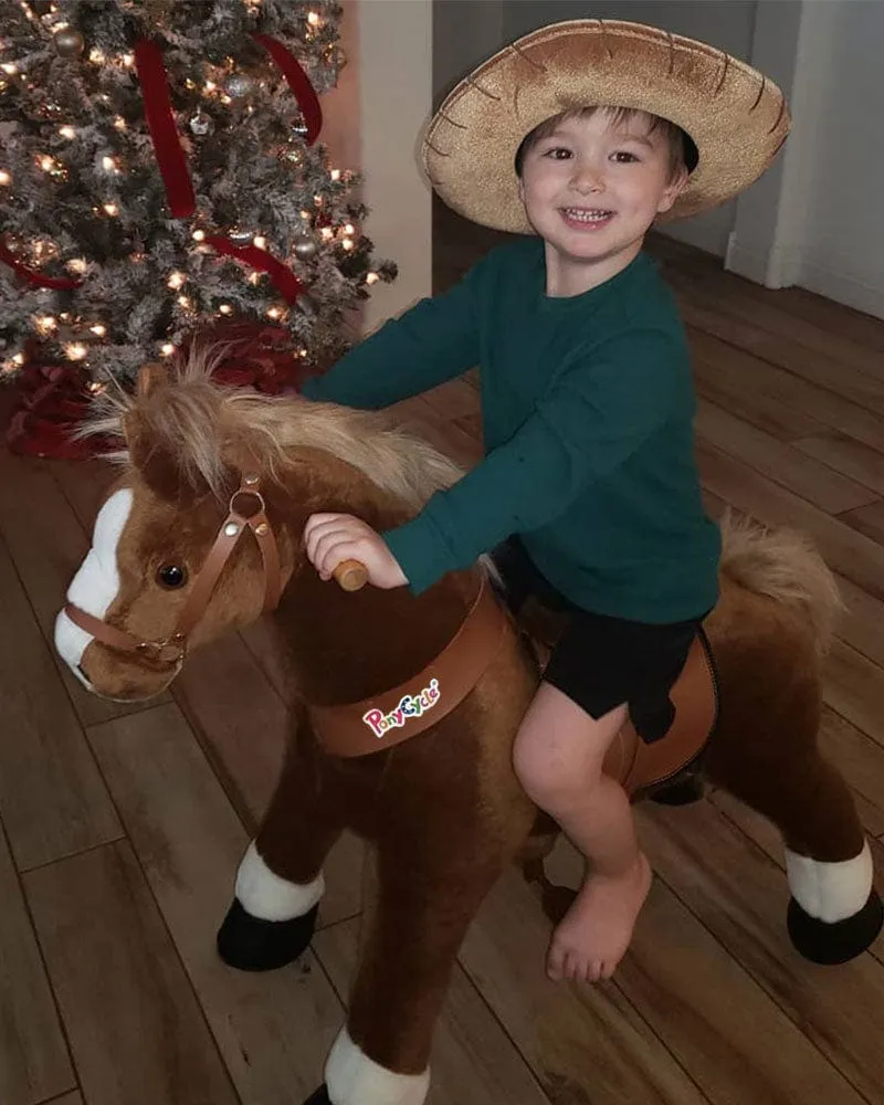 Brown Ride On Walking Toy Horse Pony