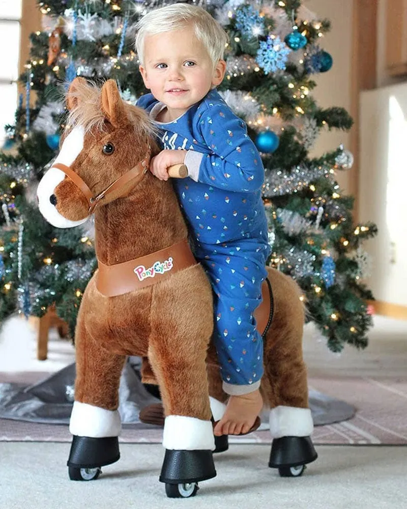 Brown Ride On Walking Toy Horse Pony