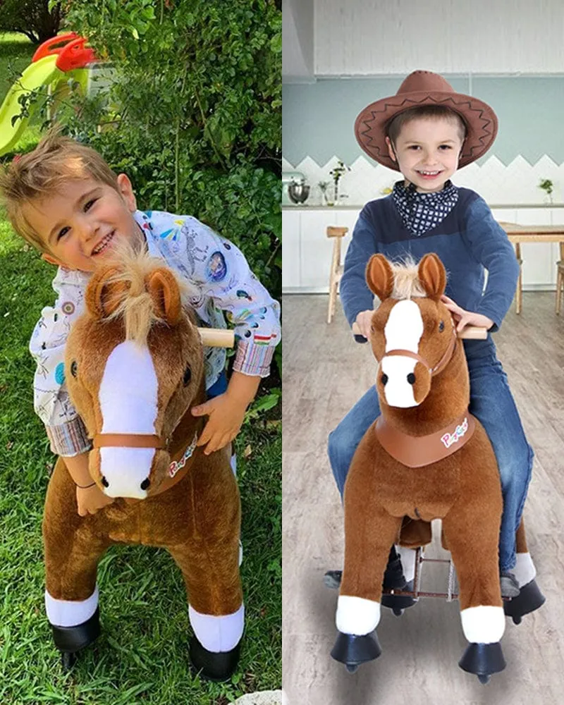 Brown Ride On Walking Toy Horse Pony