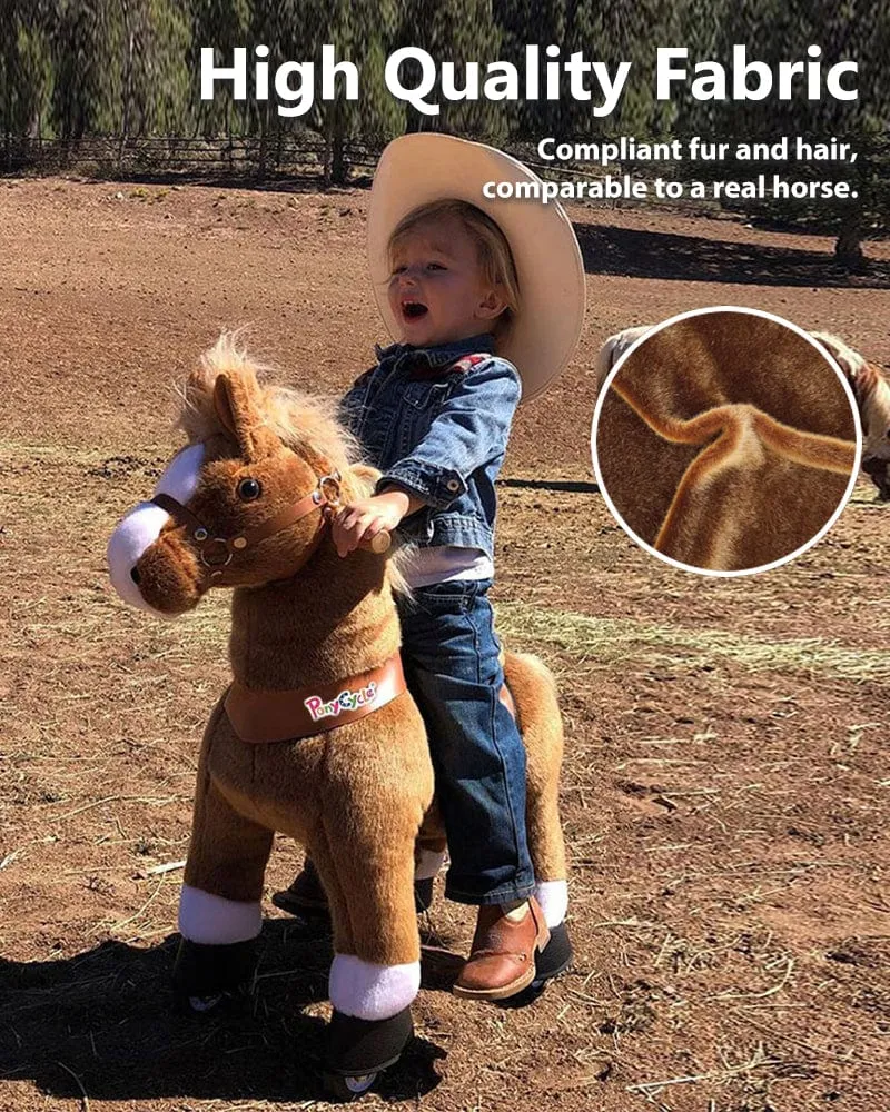 Brown Ride On Walking Toy Horse Pony