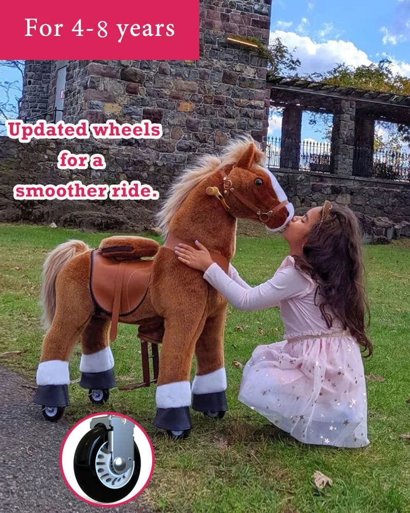 Brown Ride On Walking Toy Horse Pony