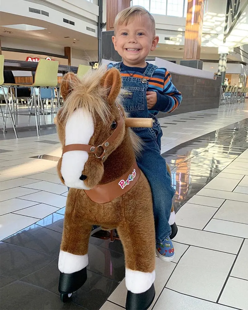 Brown Ride On Walking Toy Horse Pony