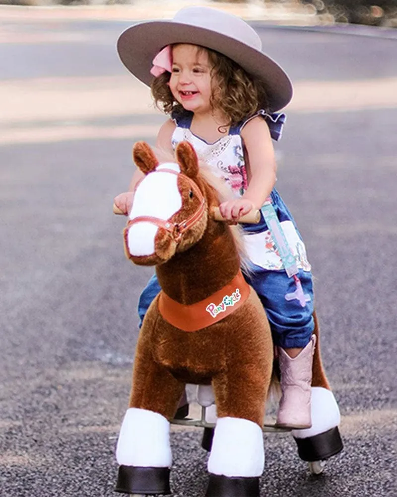 Brown Ride On Walking Toy Horse Pony