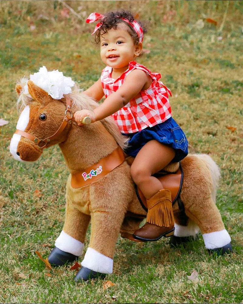 Brown Ride On Walking Toy Horse Pony