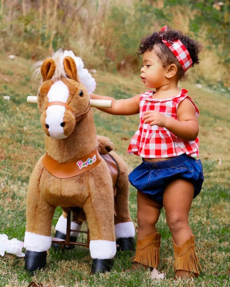 Brown Ride On Walking Toy Horse Pony