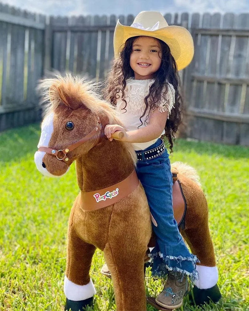 Brown Ride On Walking Toy Horse Pony