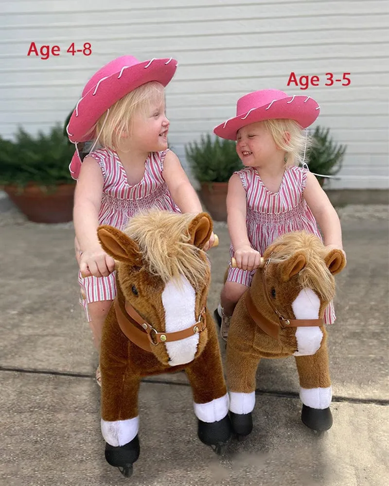 Brown Ride On Walking Toy Horse Pony