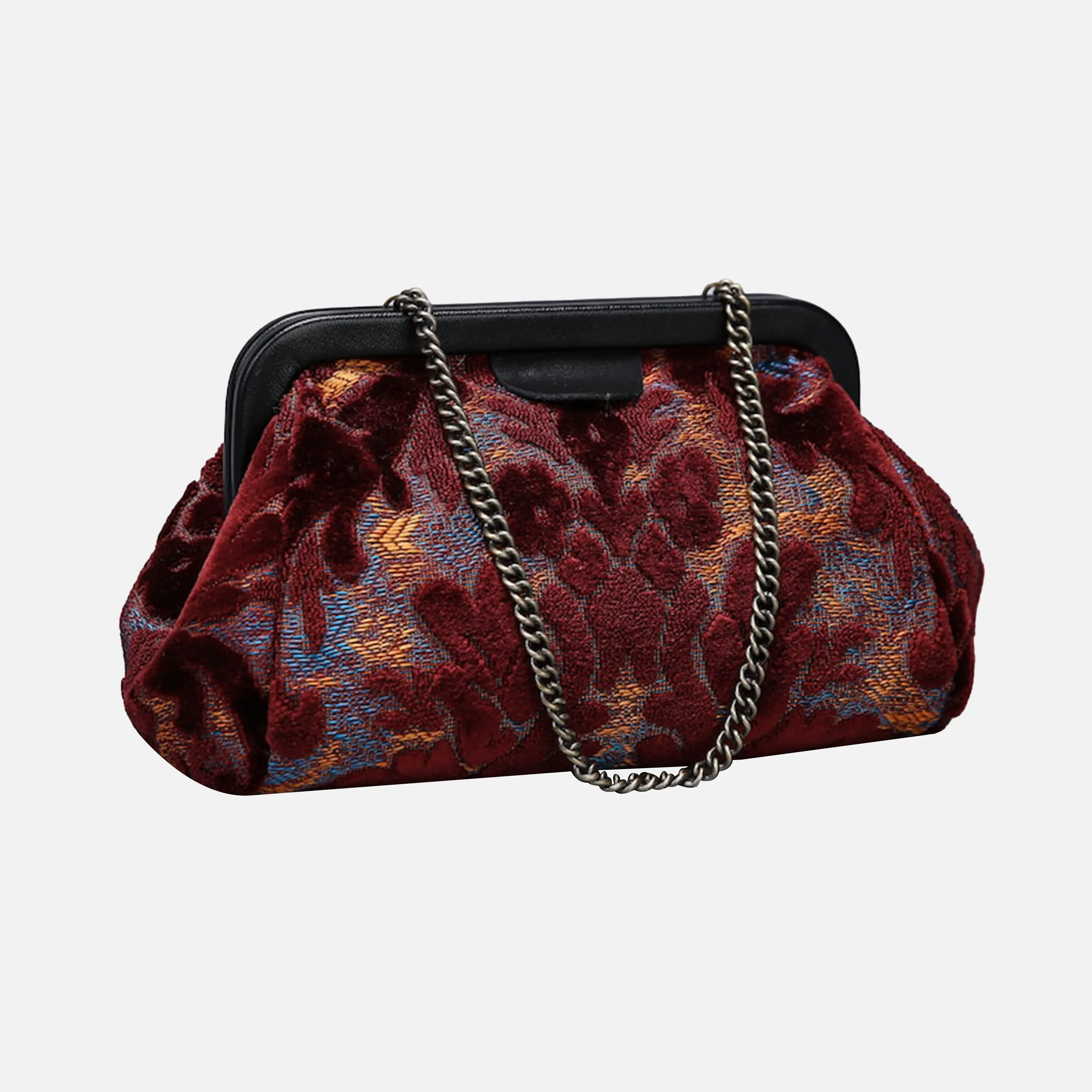 Burnout Velvet Wine Evening Bag Clutch