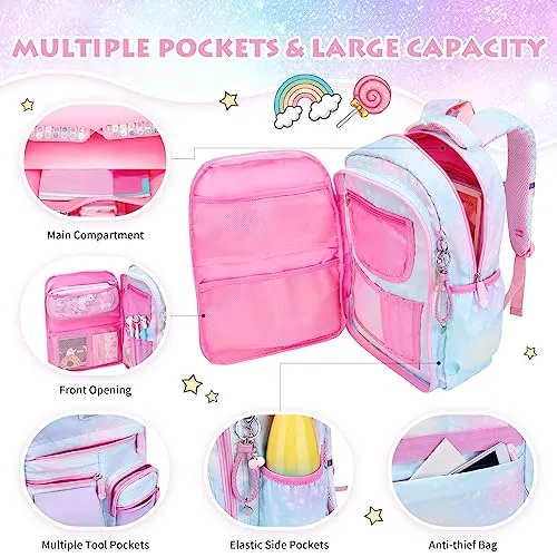 BYXEPA Backpacks for Girls Backpack for School Cute Kawaii Backpack Kids Book Bag School Bag for Elementary Primary Students, Pink