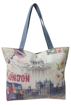 Canvas Designer Print Shoulder Bag