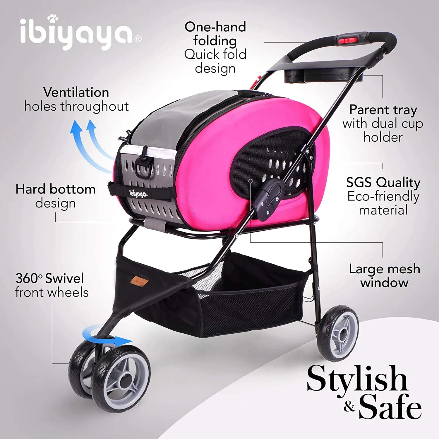 Compact 5-In-1 Convertible and Foldable Pet Carrier and Stroller