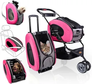 Compact 5-In-1 Convertible and Foldable Pet Carrier and Stroller