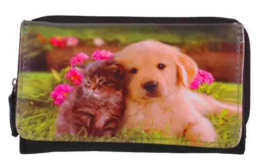 Dog and Cat Faux Leather Purse