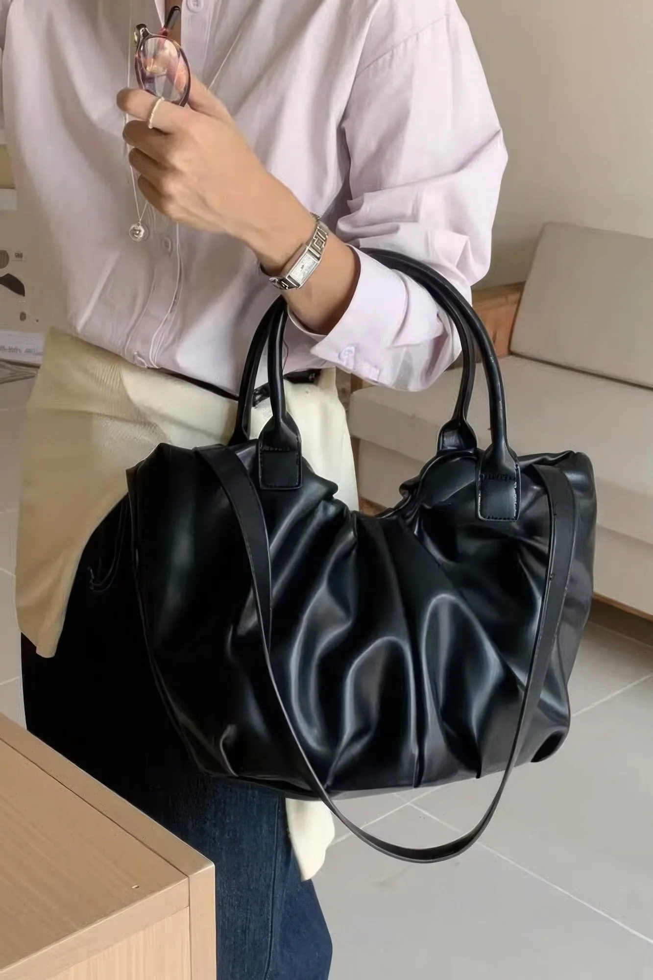 Faux Leather Tote Bag