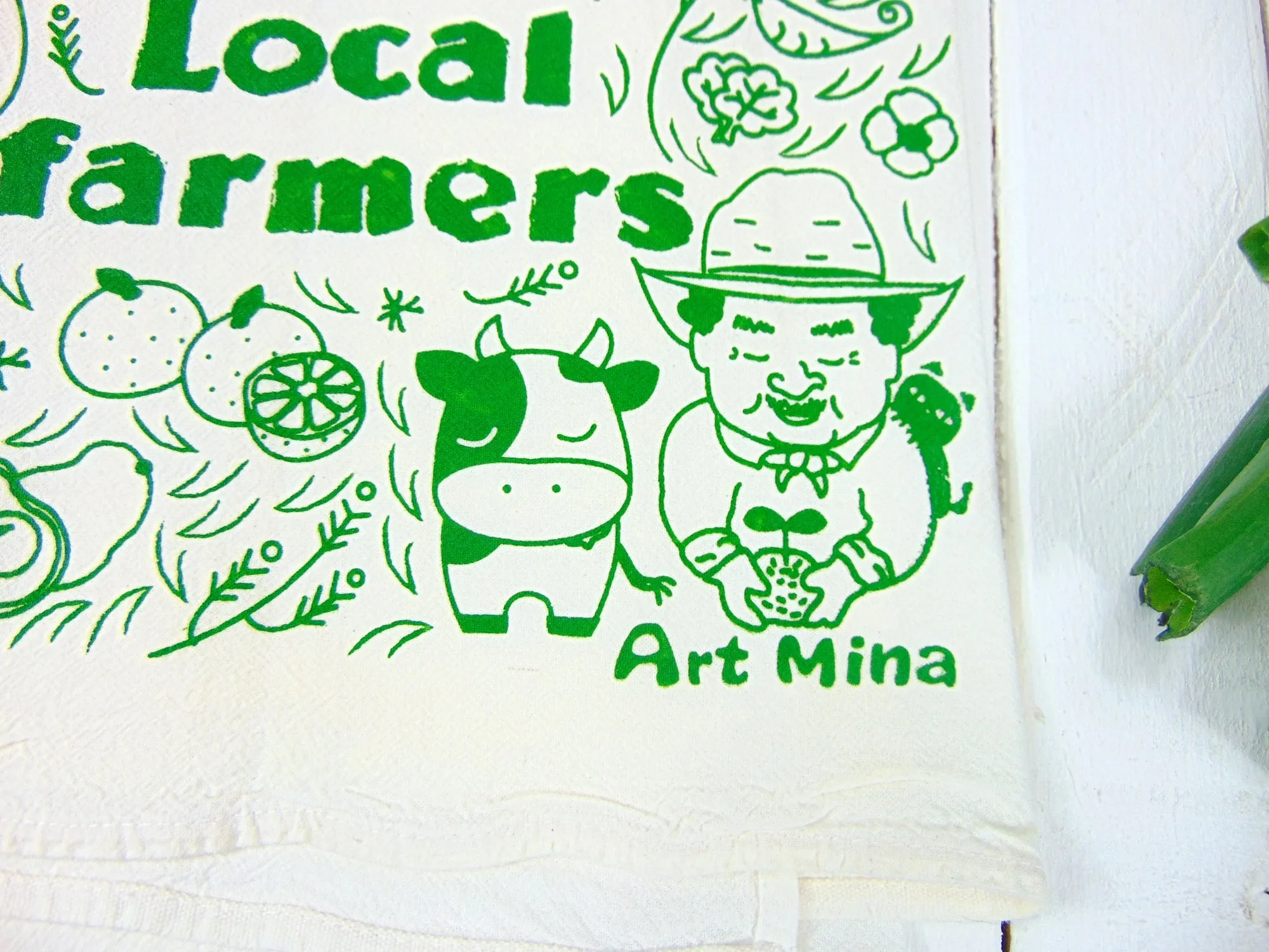 Flour Sack Kitchen Tea Towel "Support Your Local Farmers"