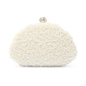 Hera Clutch in Ivory Beads