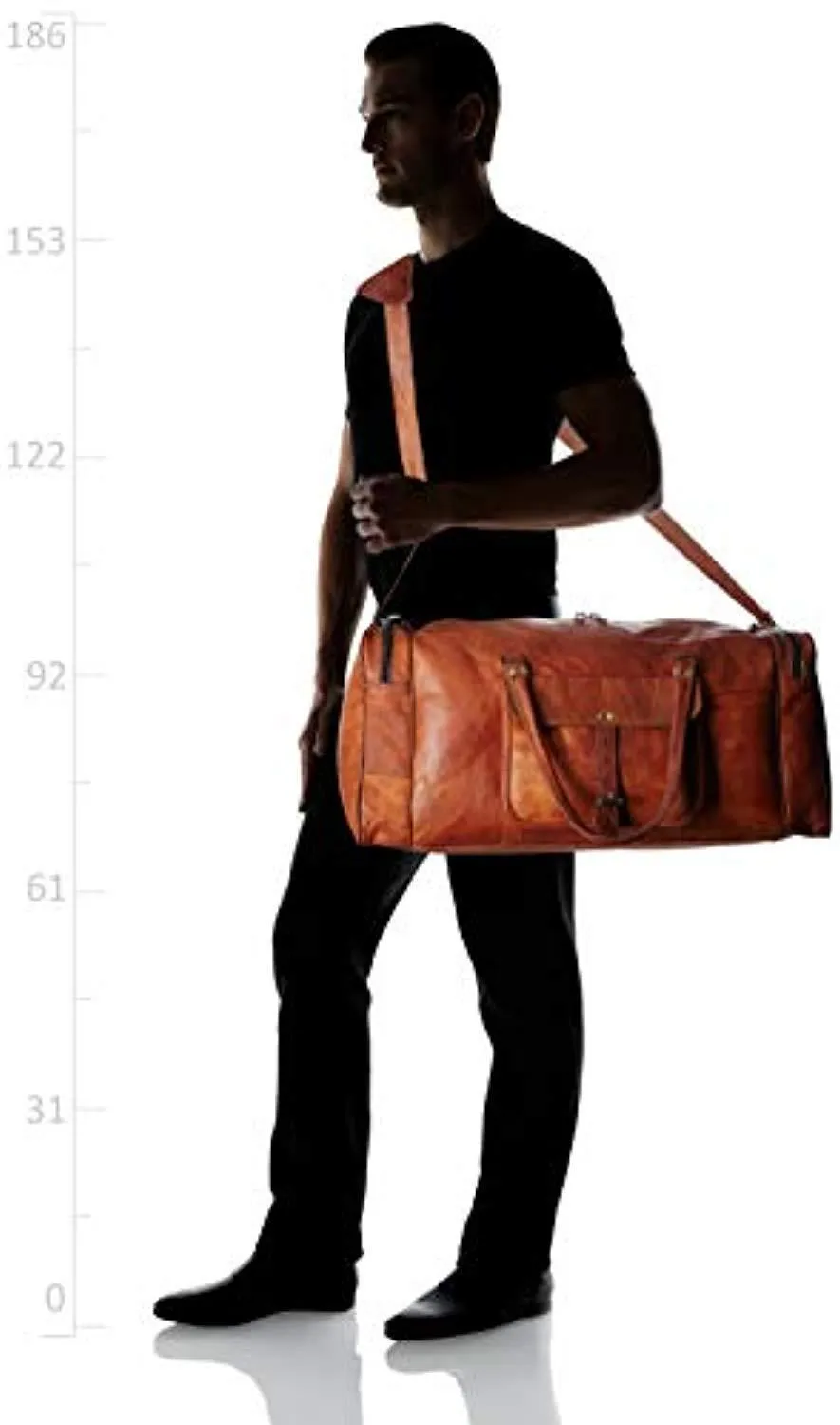 Leather 24 Inch Square Duffel Travel Gym Sports Overnight Weekend Leather Bag