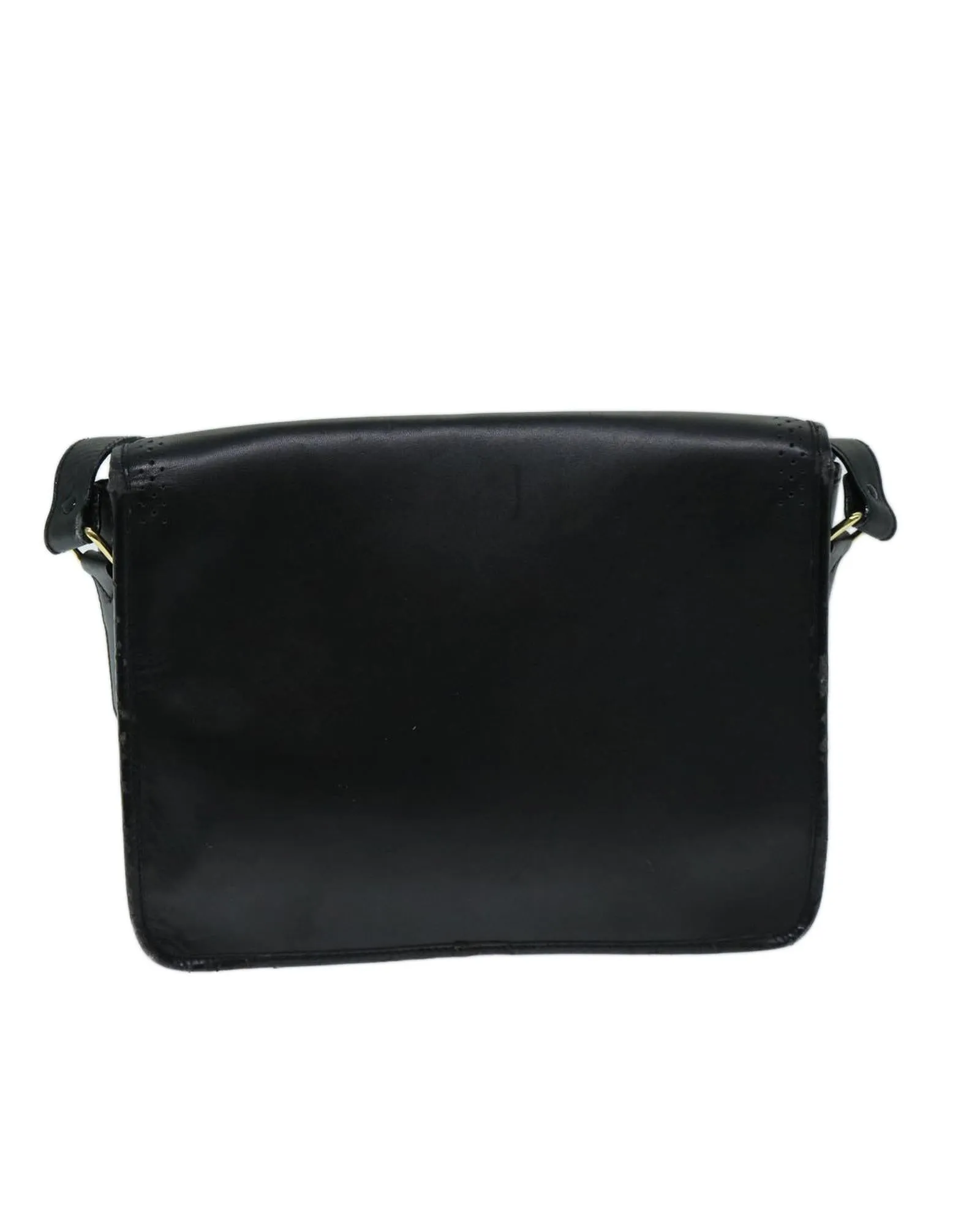 Leather Black Shoulder Bag with Adjustable Strap and Multiple Compartments