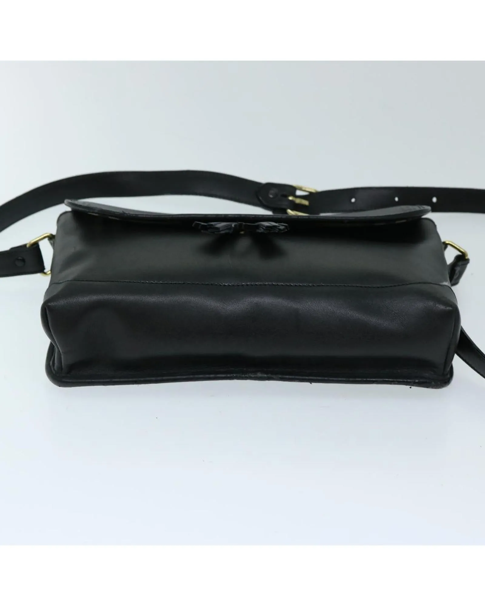 Leather Black Shoulder Bag with Adjustable Strap and Multiple Compartments