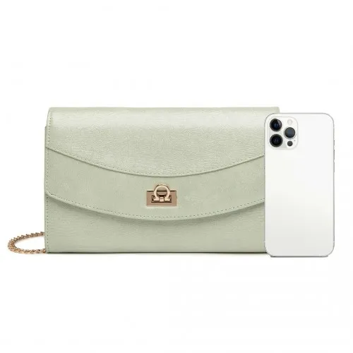 Miss Lulu Elegant Flap Clutch Leather Chain Evening Bag - Green