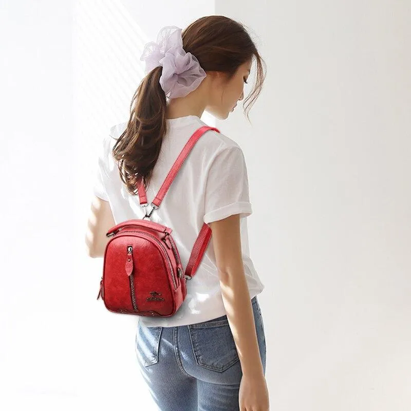 Multifunctional Women's Mini Leather Backpacks For Travel School