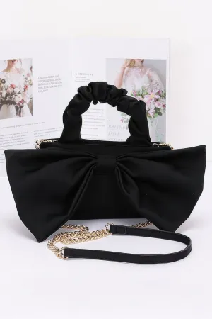 Nylon Top Handle Bag With Bow Front Clutch