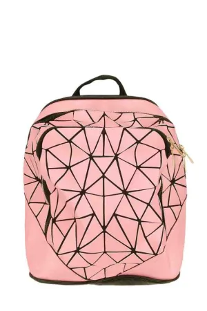 Pink Geometric Reflective Book Bag