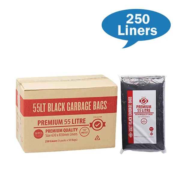 Premium Heavy Duty 55Lt Black Bin Liners