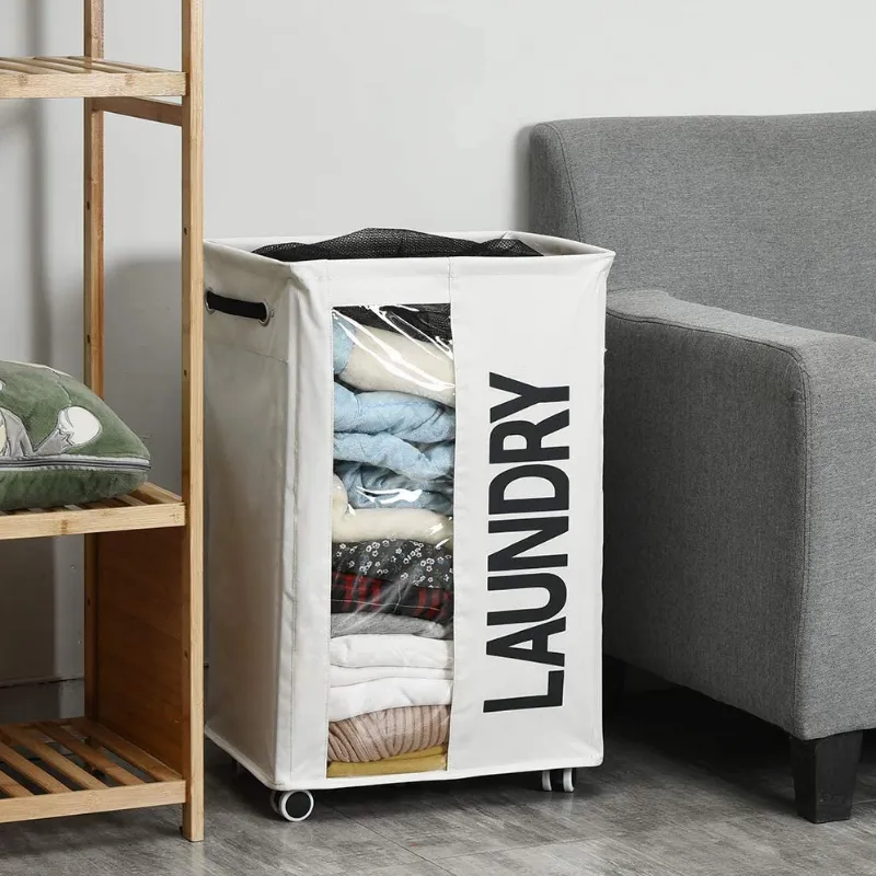 Roller Laundry Hamper Basket Cart With Wheels