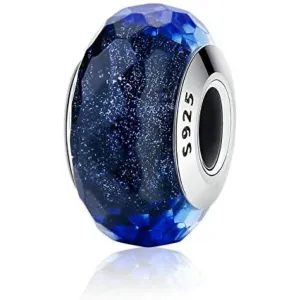 Sapphire Galaxy Blue Murano Glass Bead Charm