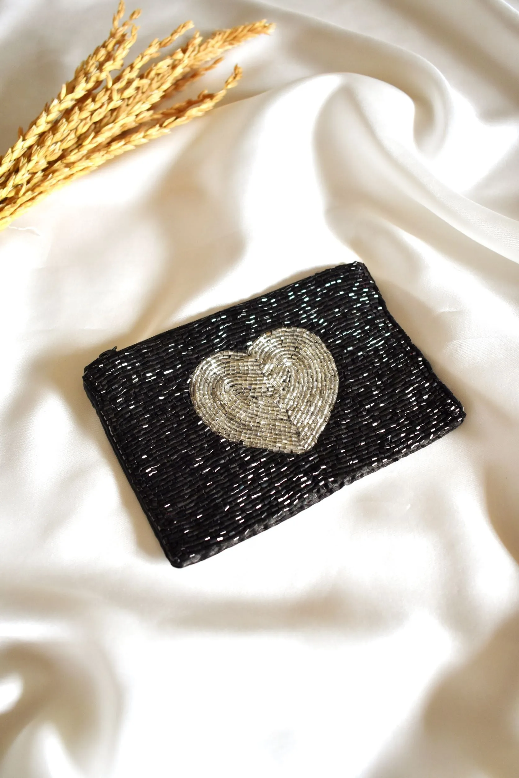 Sequin Heart Pouch