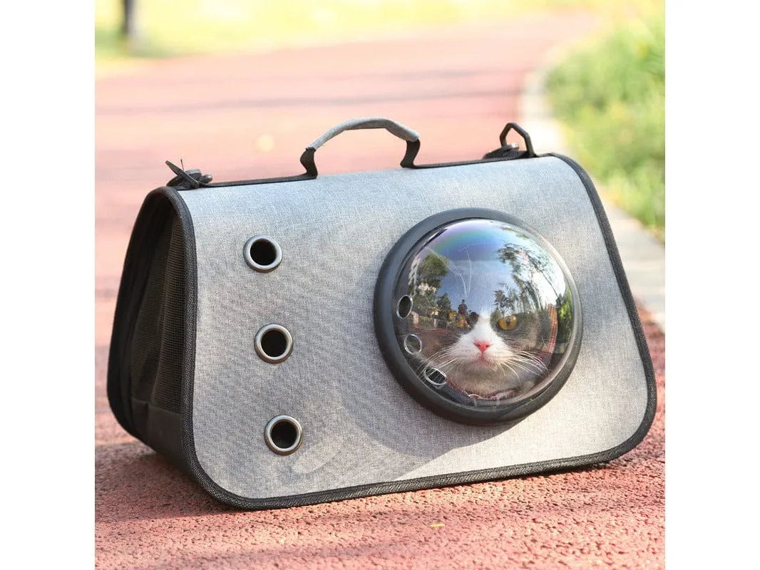 Three-Hole Breathable Linen Space Cover Foldable Cat Bagpet Carriers 40*25*25Cm