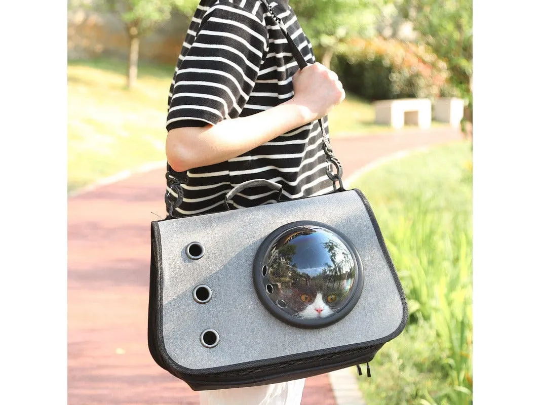 Three-Hole Breathable Linen Space Cover Foldable Cat Bagpet Carriers 40*25*25Cm