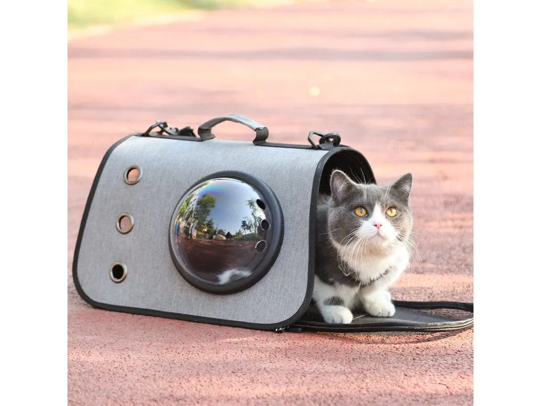 Three-Hole Breathable Linen Space Cover Foldable Cat Bagpet Carriers 40*25*25Cm