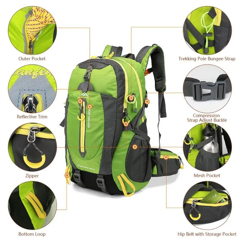 Waterproof Climbing Backpack Rucksack 40L Outdoor Sports Bag Travel Backpack Camping Hiking Bag