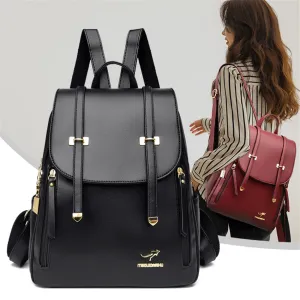 Women's Large Capacity Fashion Soft Synthetic Leather Casual Backpacks