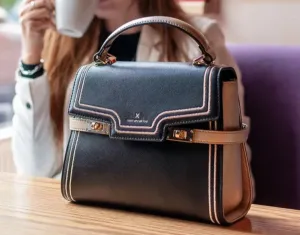 Women's Mid Handbag Ladies Stylish Crossbody Bag High Capacity Shoulder Bag Split Leather Luxury Flap Messenger Bag