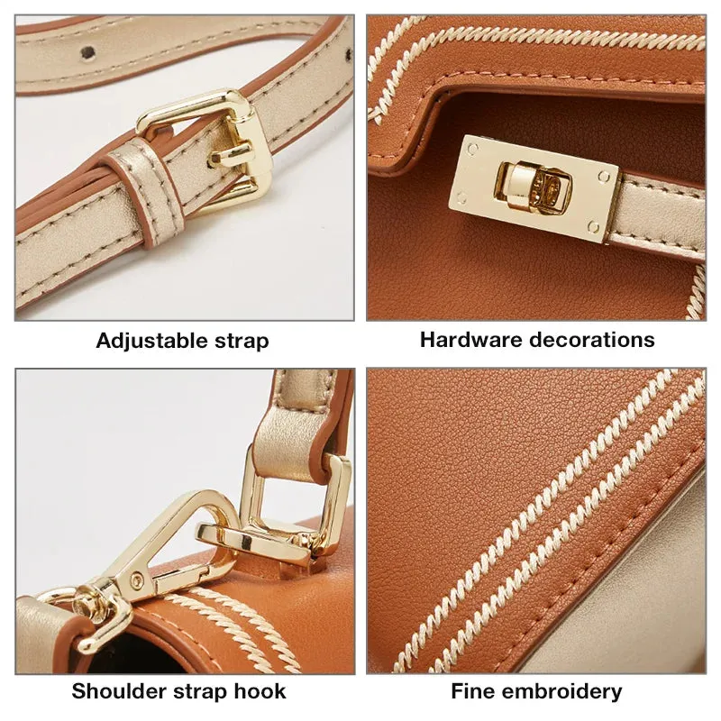 Women's Mid Handbag Ladies Stylish Crossbody Bag High Capacity Shoulder Bag Split Leather Luxury Flap Messenger Bag